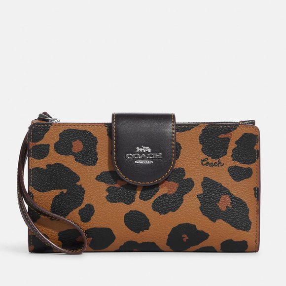 Coach Tan and Black Leopard Print Wallet - Picture 2 of 10